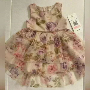 Toddler Girl Formal Floral Lace Glitter NEW pink purple cream party ceremony 2T